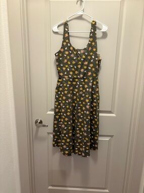 Pact Olive Green Floral Dress Organic Cotton NWT Size M